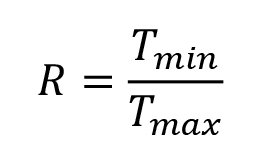 R = (T min)/(Tmax)