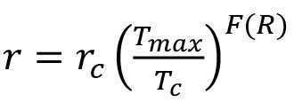r = rc (Tmax/ Tc) ^ (F(R))