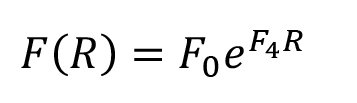 F(R) = F0e^(F4R)