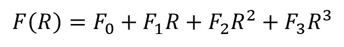 F(R) = F0 + F1R + F2R^2 + F3R3