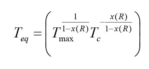 Teq = (Tmax ^(1/1-x(R)) Tc ^-(x(R)/1-x(R)))