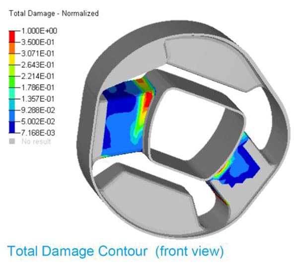 Multiaxial Fatigue of Rubber - Total Damage - Normalized - Total Damage Contour (front view)