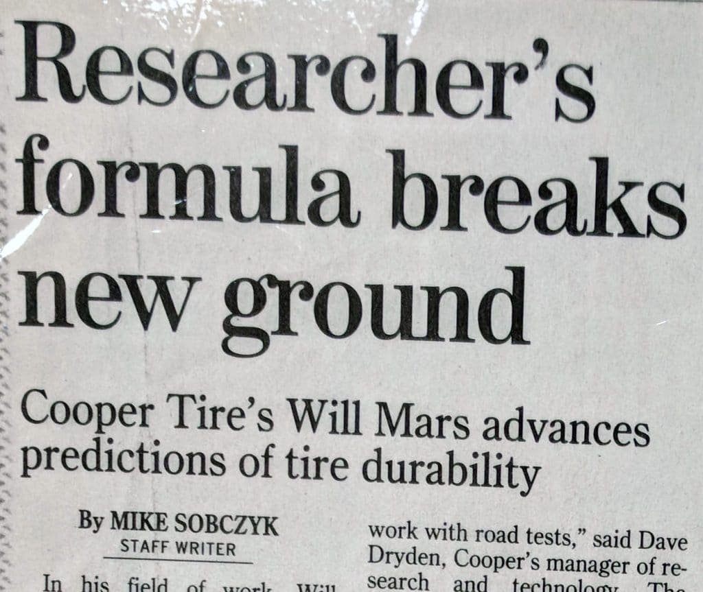Researcher's formula breaks new ground - Cooper Tire's Will Mars advances predictions of tire durability