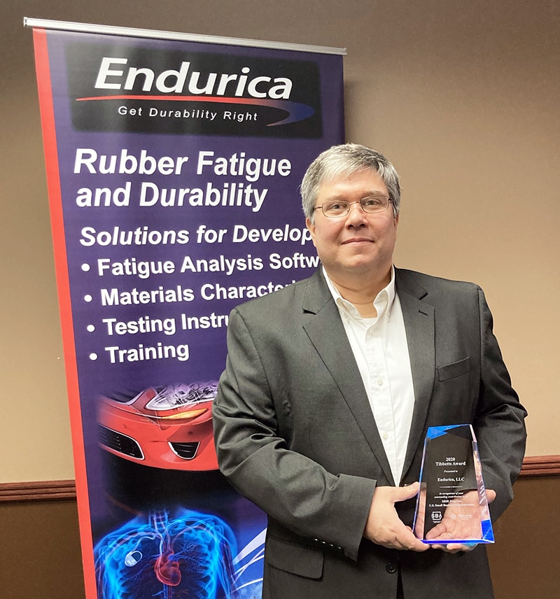 William V. Mars Ph.D., P.E. Founder and President of Endurica with Tibbetts Award for Outstanding Accomplishment in Cutting Edge Technology