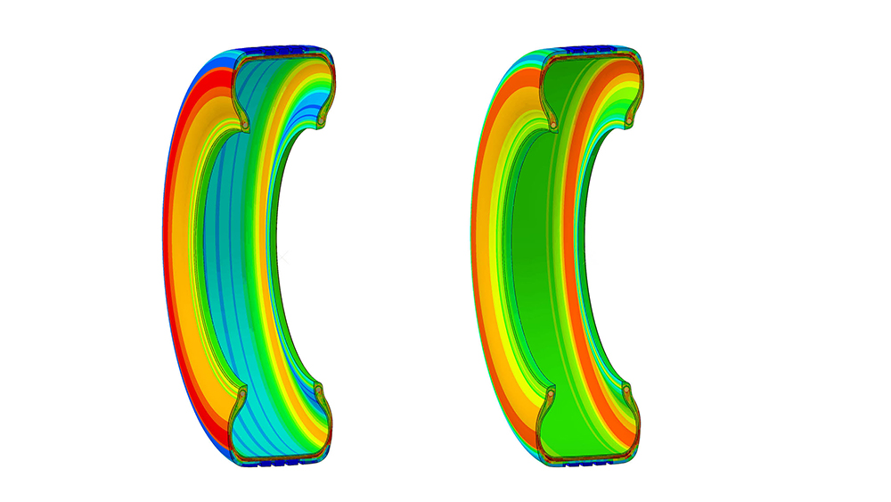 Tire fatigue simulations by Endurica of two different compounds