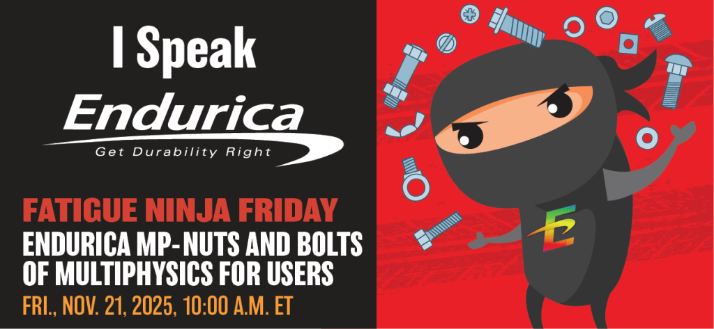 Endurica MP-Nuts and Bolts of Multiphysics for Users Fatigue Ninja juggling nuts and bolts on red background